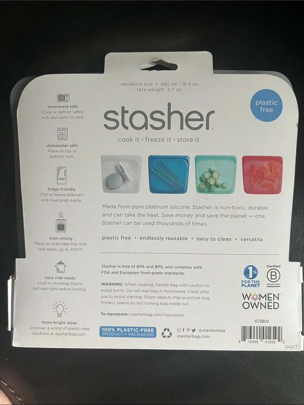 Stasher Reusable Silicone Storage Bag - Clear/Translucent